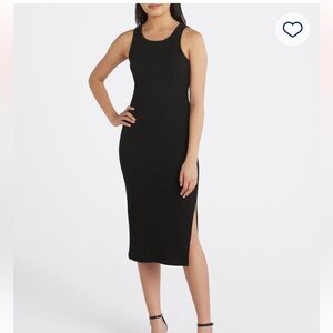 SUGARLIPS Kofo Fitted Ribbed Dress Black Sleeveless